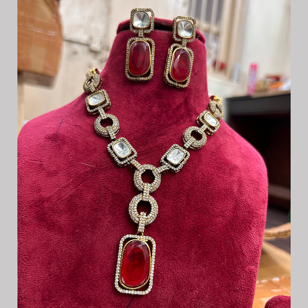 FS Collection Gold Plated Crystal Stone Necklace Set