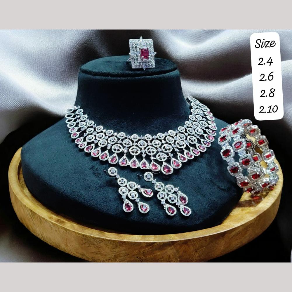 FS Collection Designer Silver Plated American Diamonds Jewelry Combo