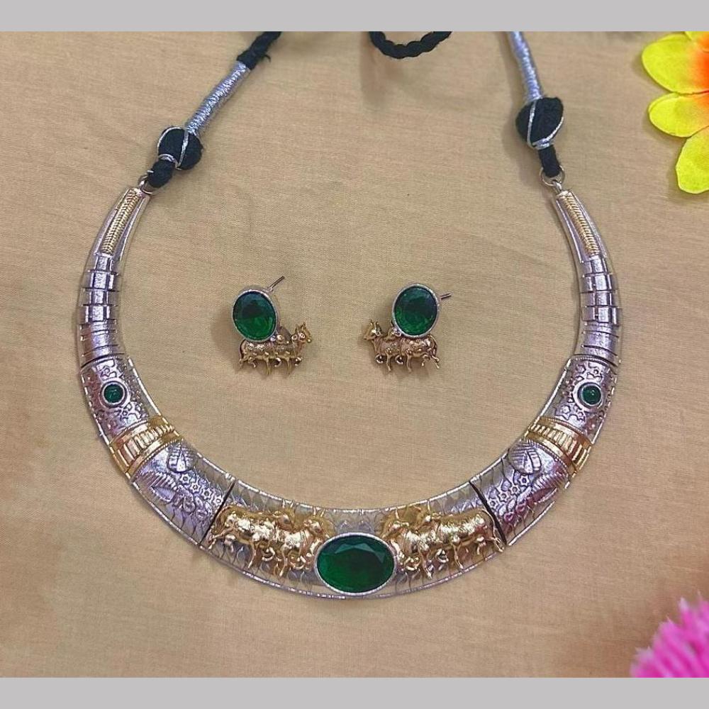Fs Collection 2 Tone Pota Stone Choker Necklace Set
