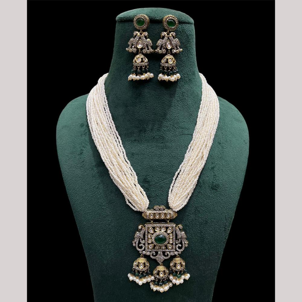 FS Collection Gold Plated Pota Stone And Beads Necklace Set