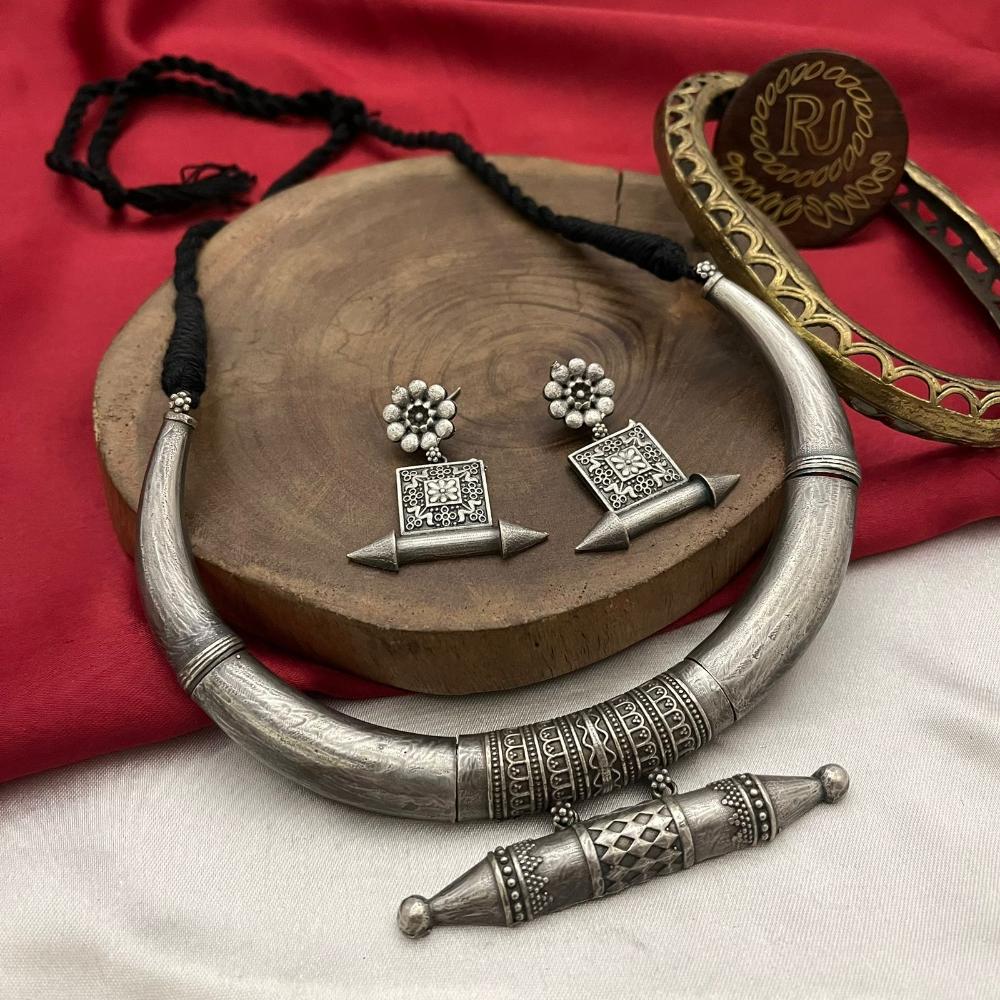 FS Collection Oxidized Plated Necklace Set