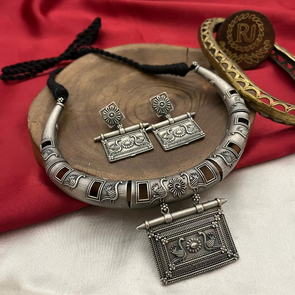 FS Collection Oxidized Plated Necklace Set