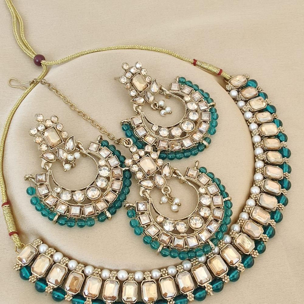 FS Collection Elegant Beaded Crystal Stone And Beads Necklace Set