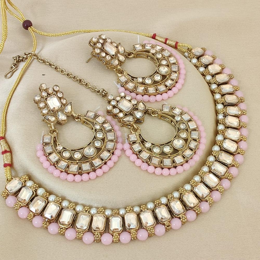 FS Collection Elegant Beaded Crystal Stone And Beads Necklace Set