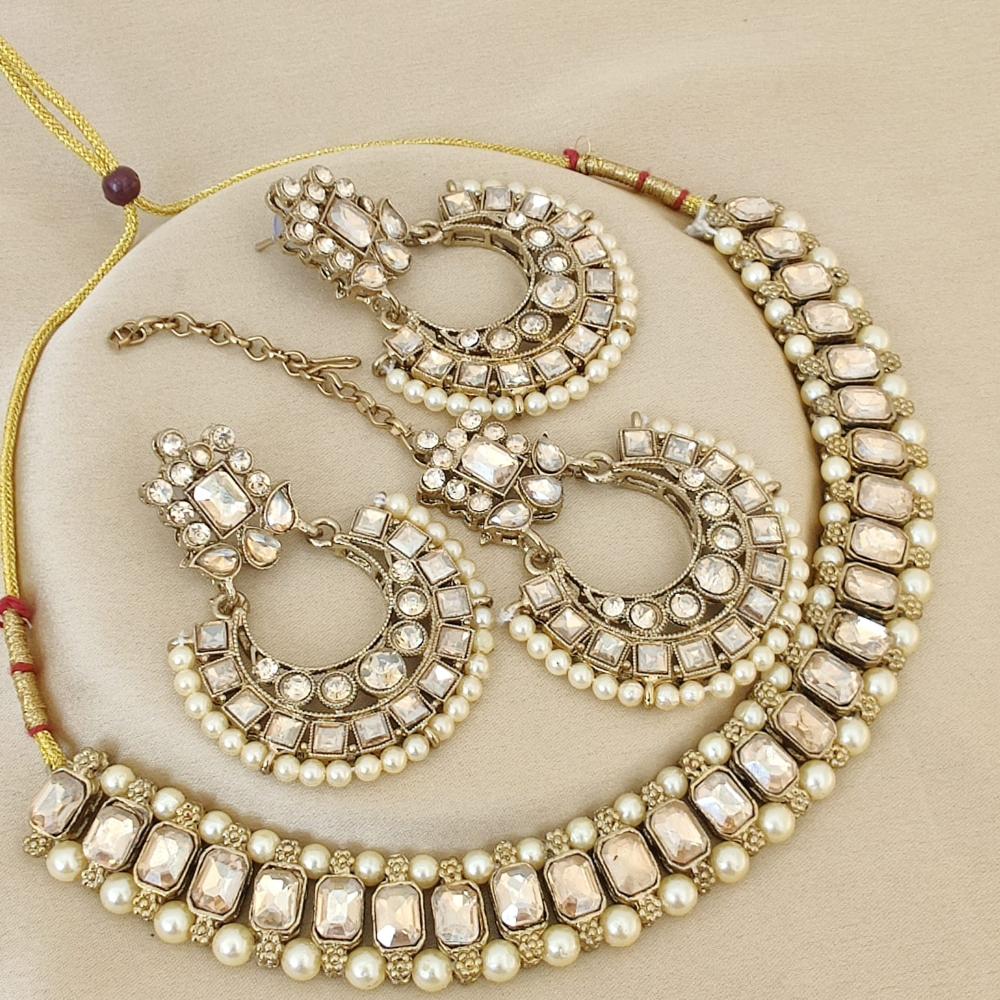 FS Collection Elegant Beaded Crystal Stone And Beads Necklace Set