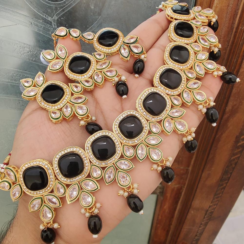 FS Collection Elegant Beaded Crystal Stone And Beads Necklace Set