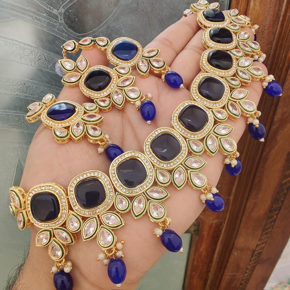FS Collection Elegant Beaded Crystal Stone And Beads Necklace Set