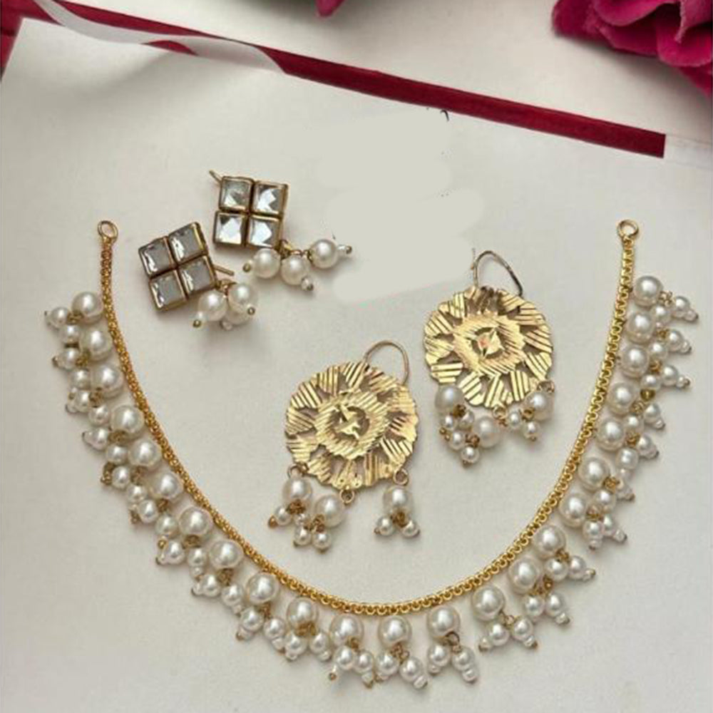 FS Collection Gold Plated Crystal Stone And Beads Necklace Set