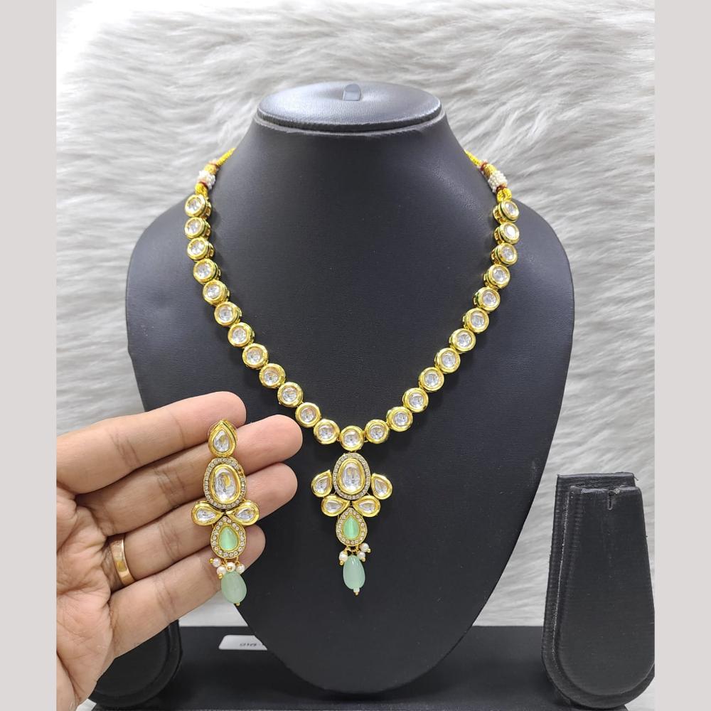 FS Collection Classic Kundan Stone And Pearl Necklace Set