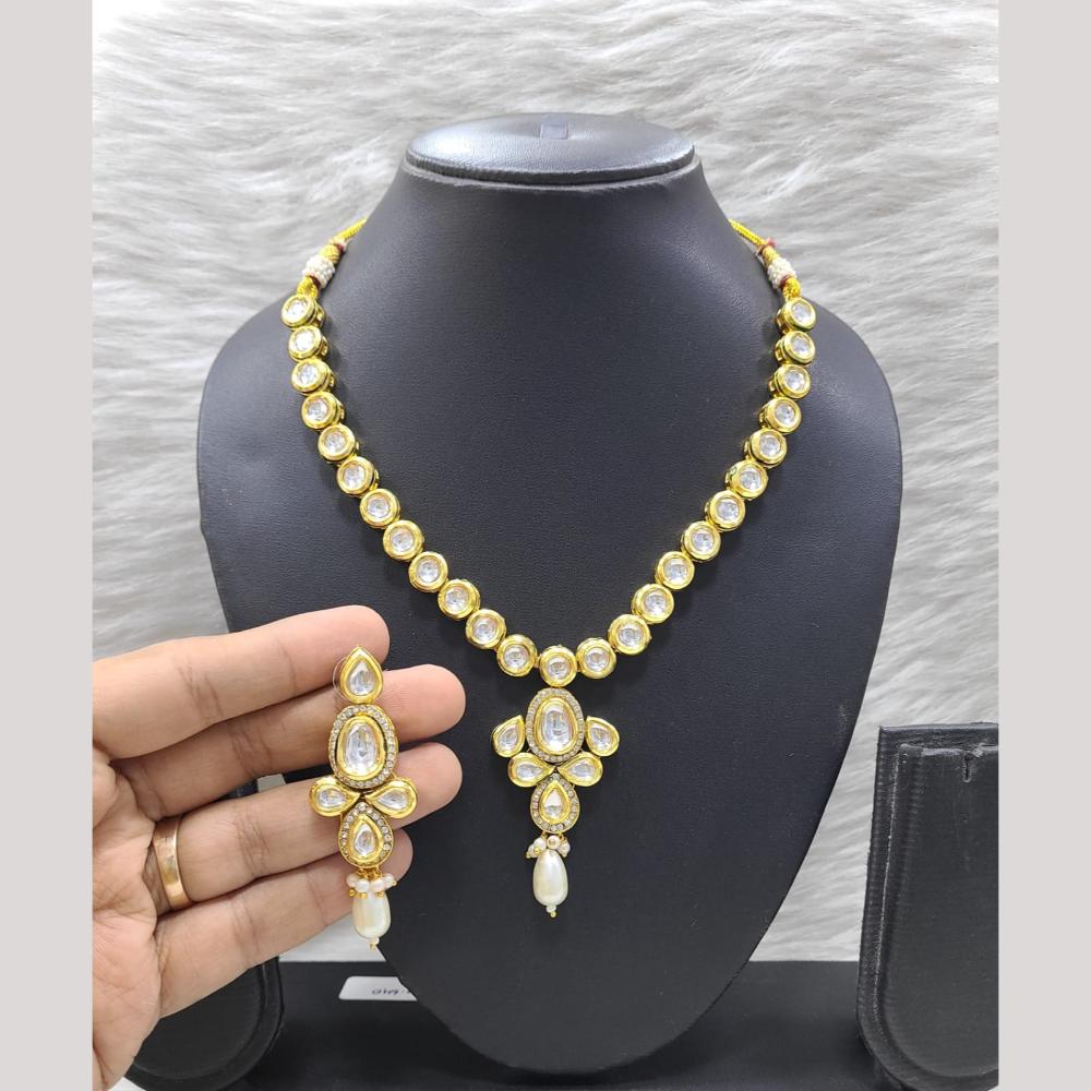 FS Collection Classic Kundan Stone And Beads Necklace Set