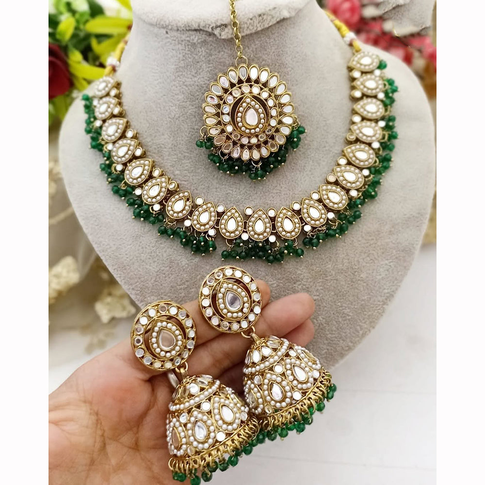 FS Collection Luxe Mirror Shine And Pearl Necklace Set