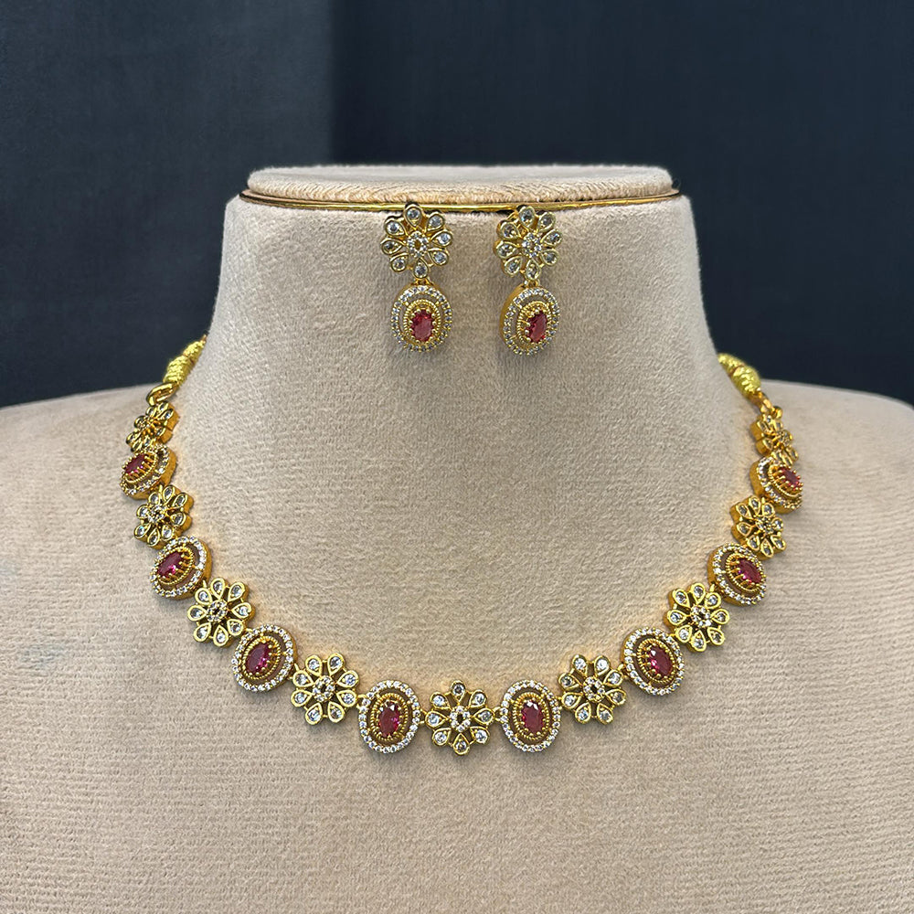 FS Collection Premium American Diamond Statement Necklace Set
