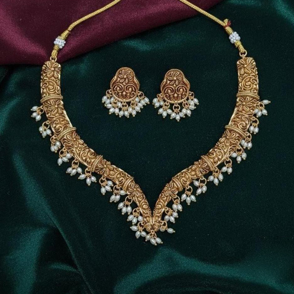 FS Collection Ethnic Beads And Pearl Necklace Set for Women