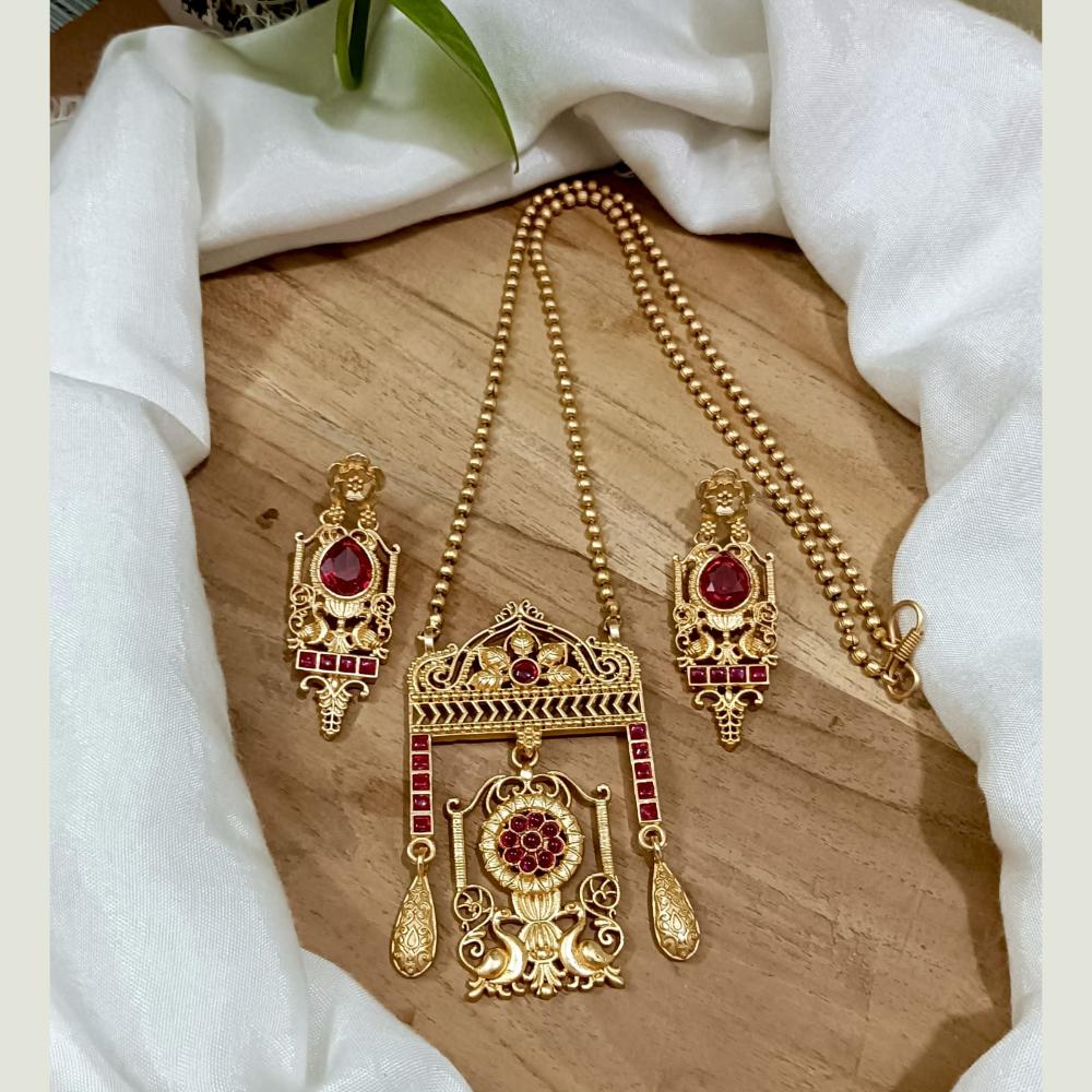 FS Collection Premium Pota Stone Swan Motifs Long Necklace Set