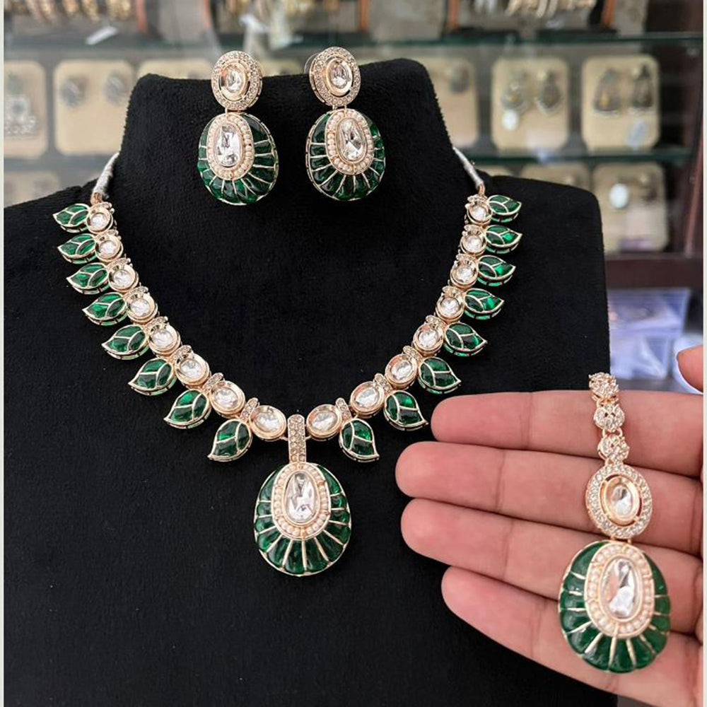 FS Collection Polki Kundan Stone And Pearl Designer Necklace Set