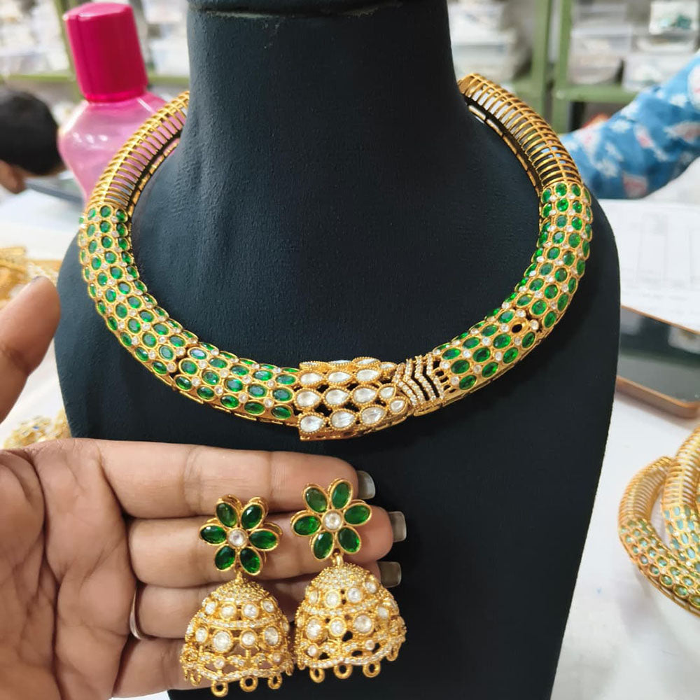 FS Collection Glamorous Pota Stone Choker Necklace Set