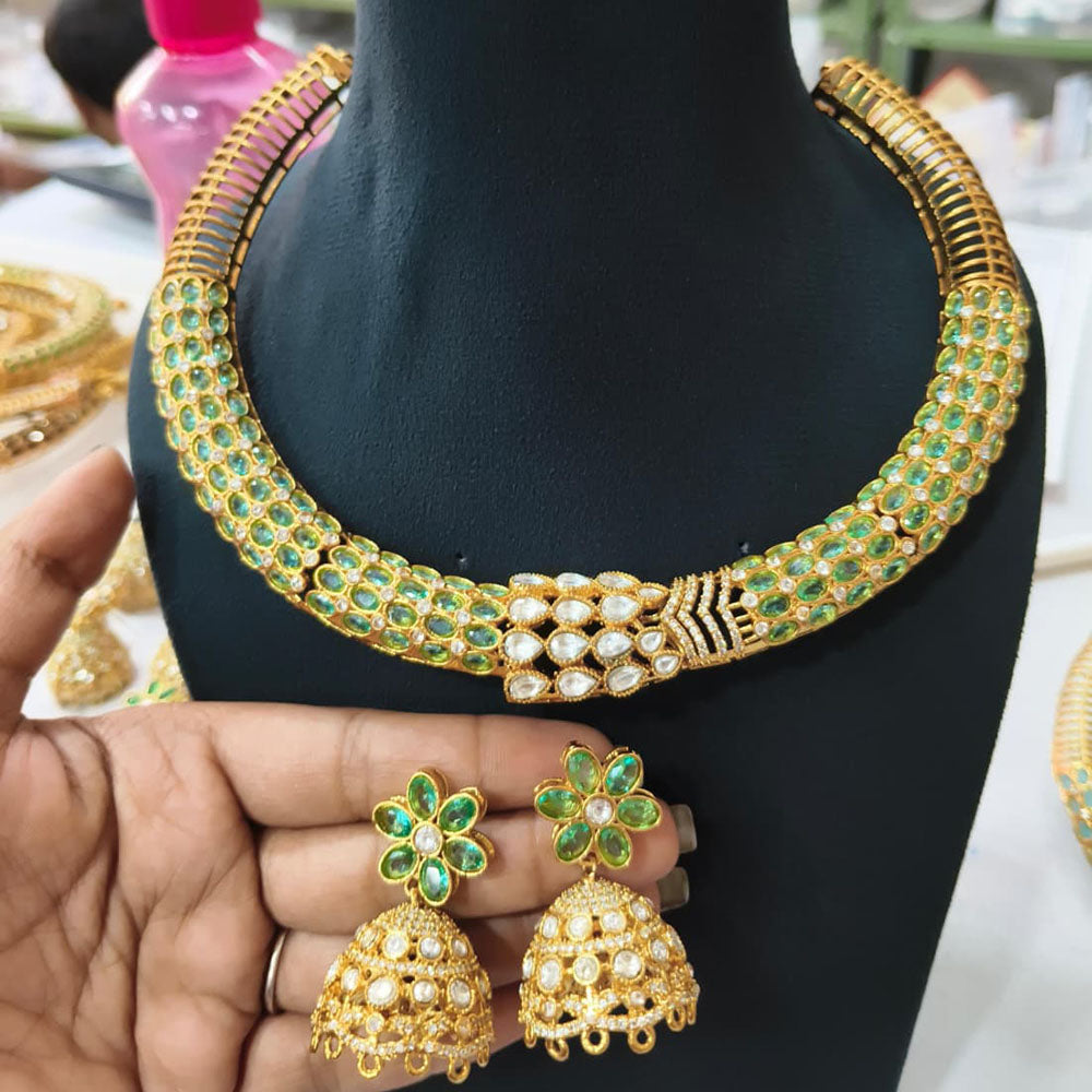FS Collection Glamorous Pota Stone Choker Necklace Set