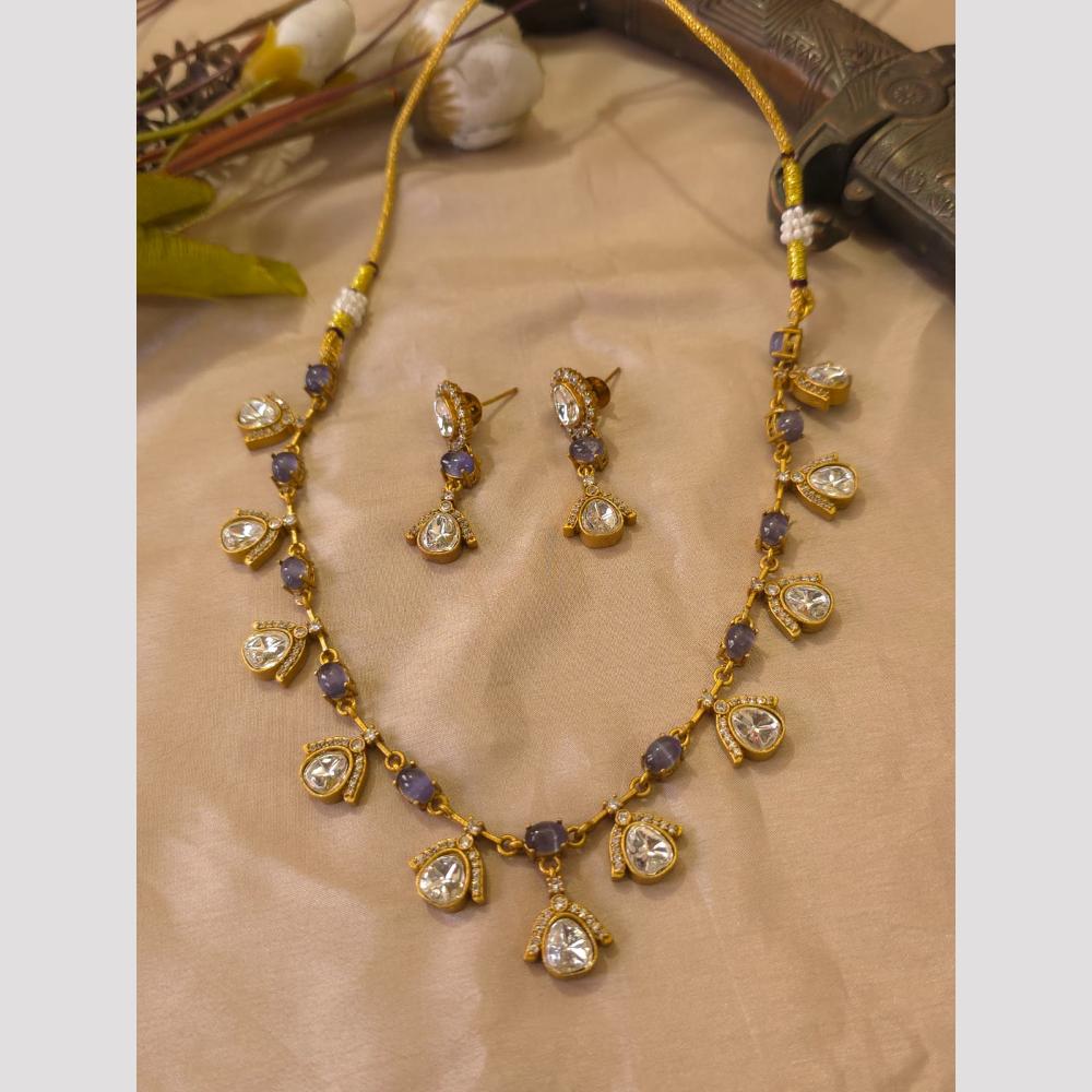 FS Collection Royal Polki Kundan Stone And Pota Stone Necklace Set