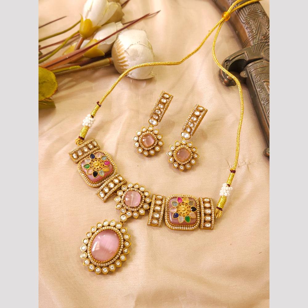 FS Collection Glamorous Pota Stone Choker Necklace Set