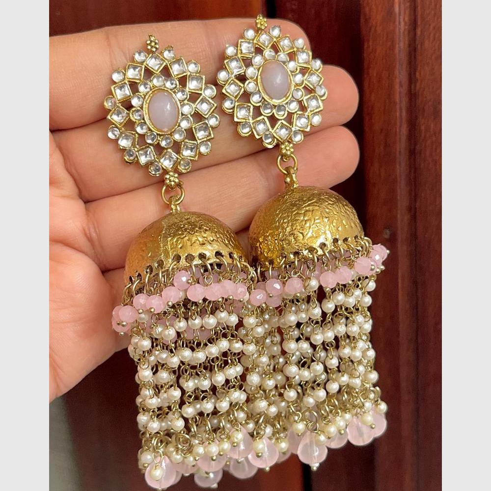 FS Collection Kundan Stone And Beads Designer Dangler Earrings