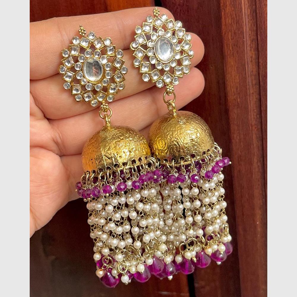 FS Collection Kundan Stone And Beads Designer Dangler Earrings