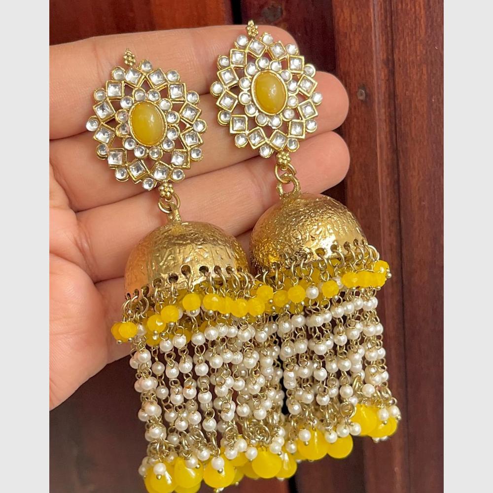 FS Collection Kundan Stone And Beads Designer Dangler Earrings
