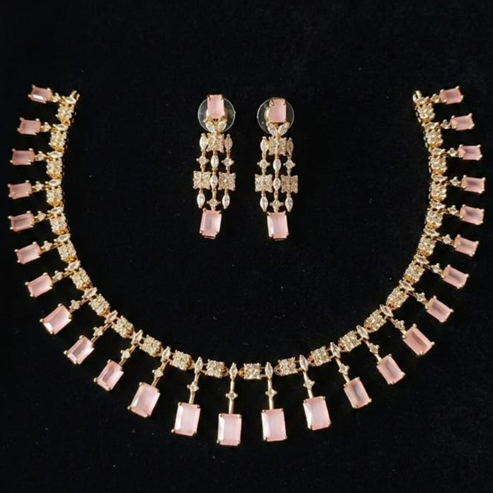 FS Collection Gold Plated Ad Stone Necklace Set