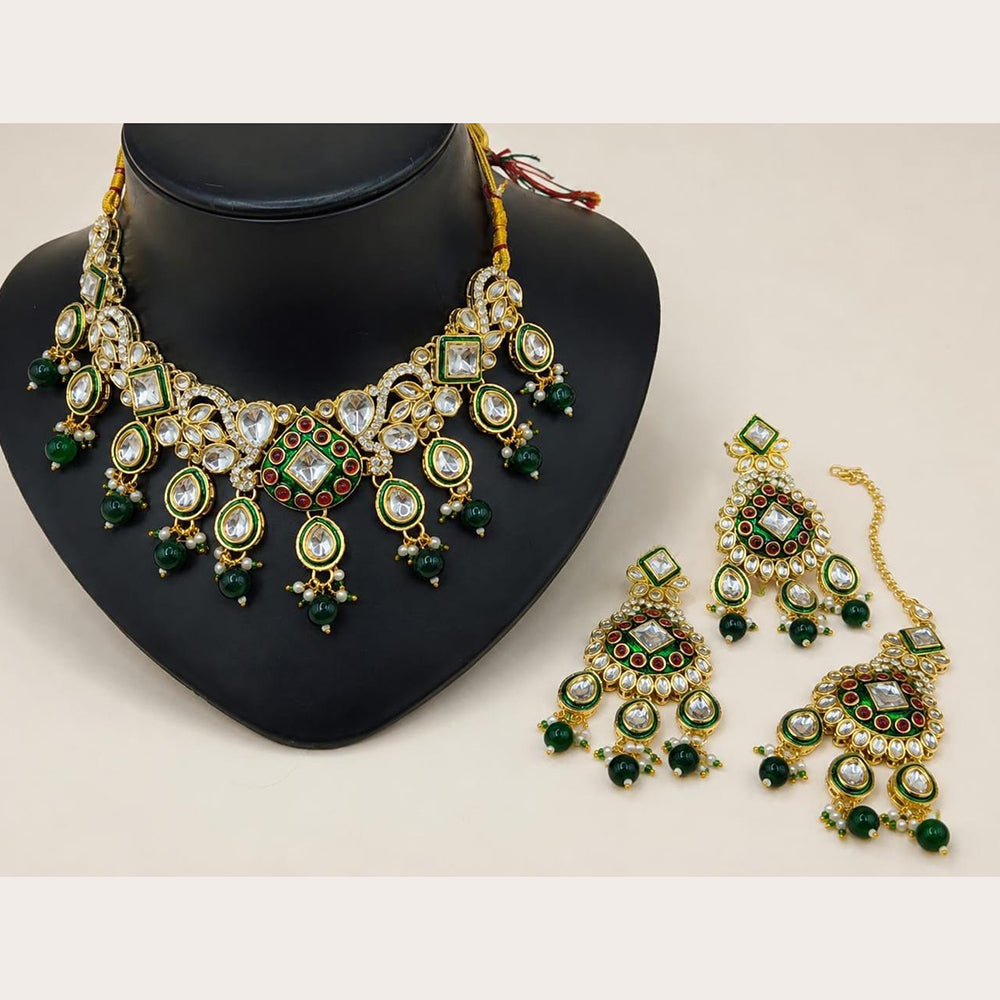 FS Collection Premium Crystal Stone Pearl And Beads Necklace Set for Women