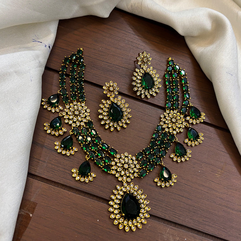 FS Collection Gold Plated American Daimond Necklace Set
