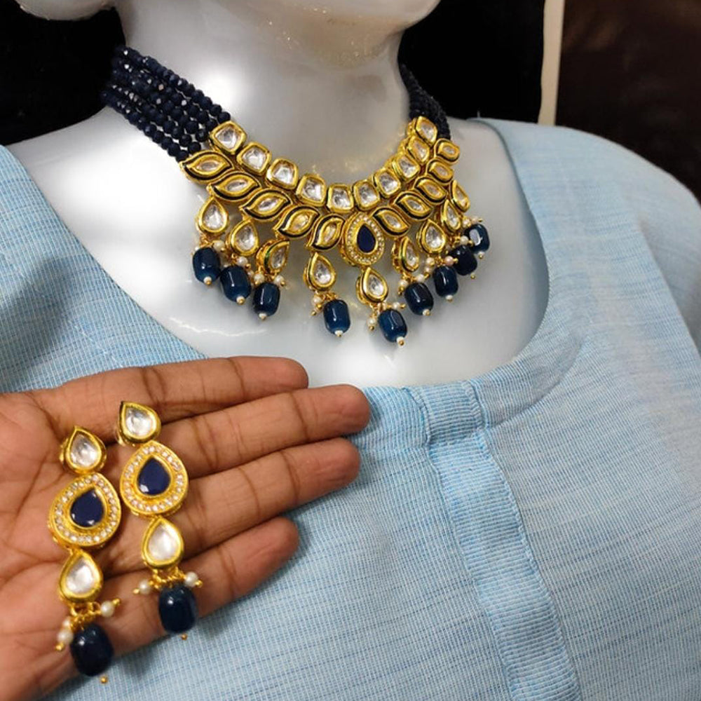 FS Collection Premium Kundan Stone Beads Necklace Set for Women