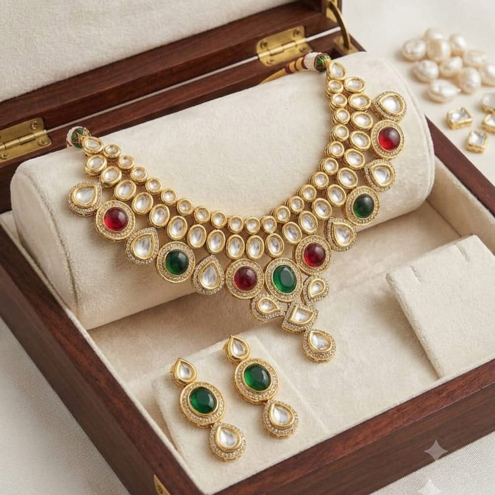 FS Collection Premium Kundan Stone Necklace Set for Women