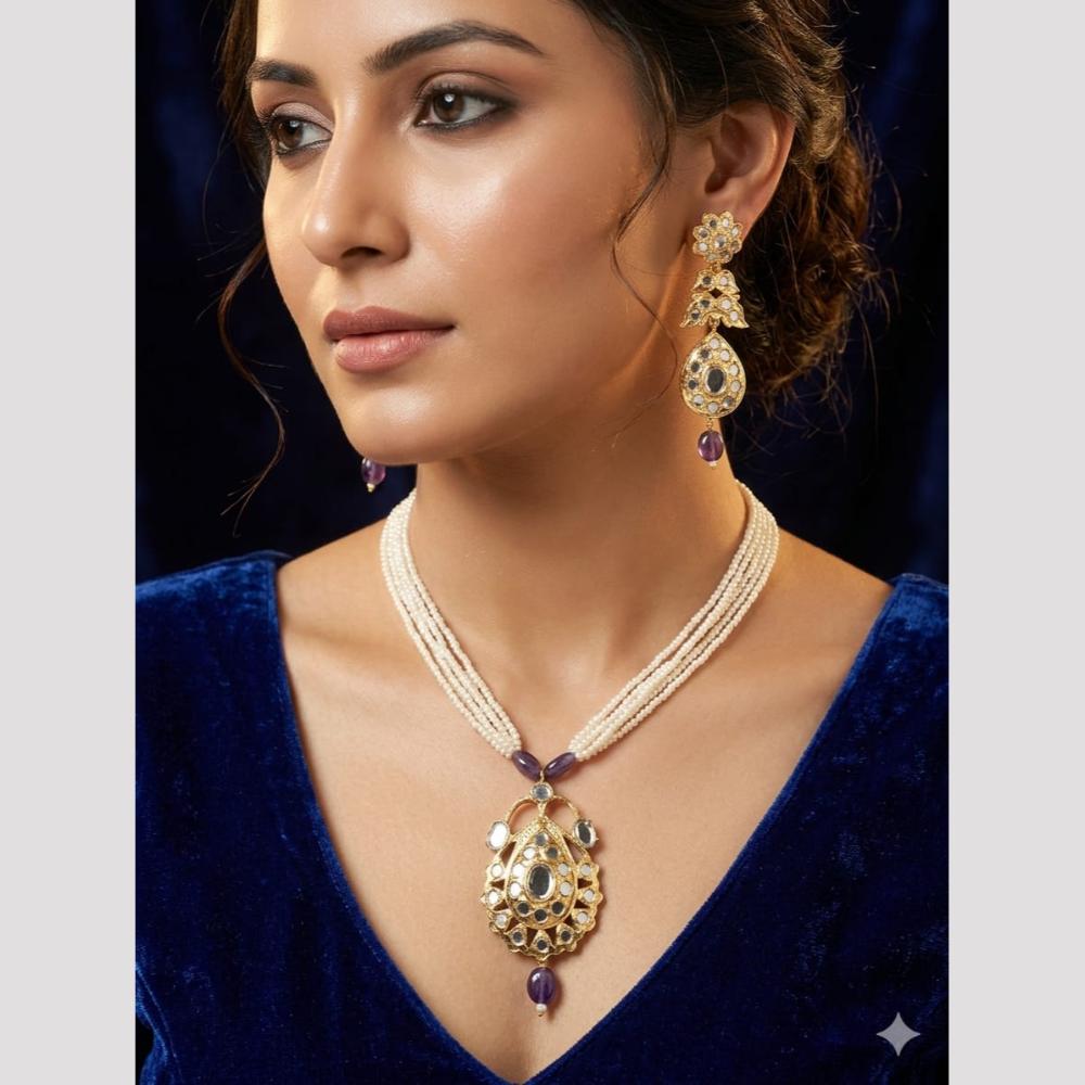 FS Collection Elegant Pota Stone And Beads Necklace Set