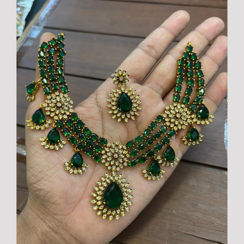 FS Collection Sparkling American Diamond Jewellery Set for Women