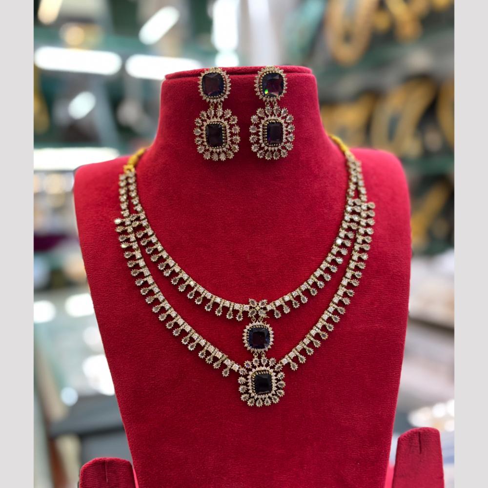 FS Collection Sparkling American Diamond Jewellery Set for Women