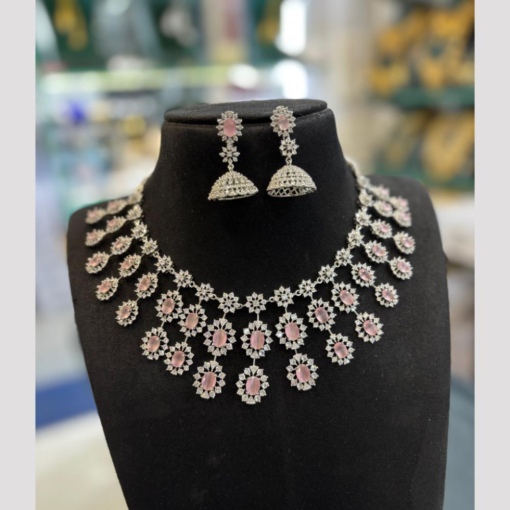 FS Collection Sparkling American Diamond Jewellery Set for Women