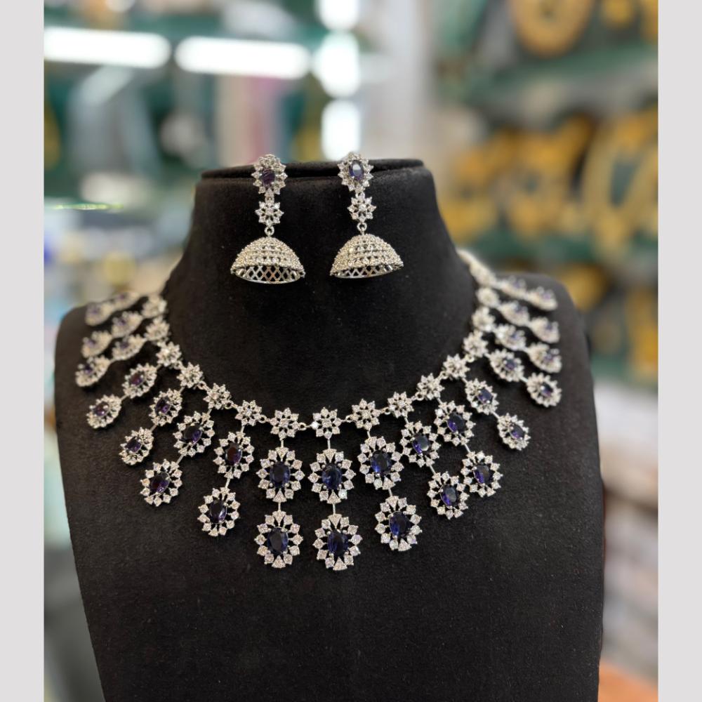 FS Collection Sparkling American Diamond Jewellery Set for Women