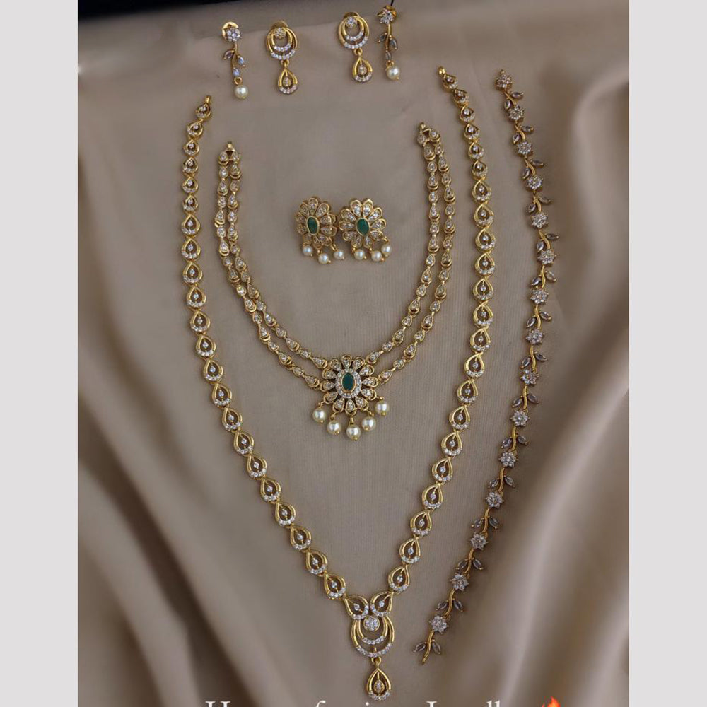 FS Collection Fashion Austrian Stone And Pearl Combo Necklace Set