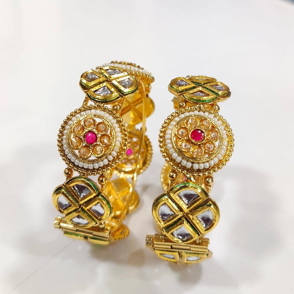 FS Collection Traditional Pota Stone Openable Bangles Set