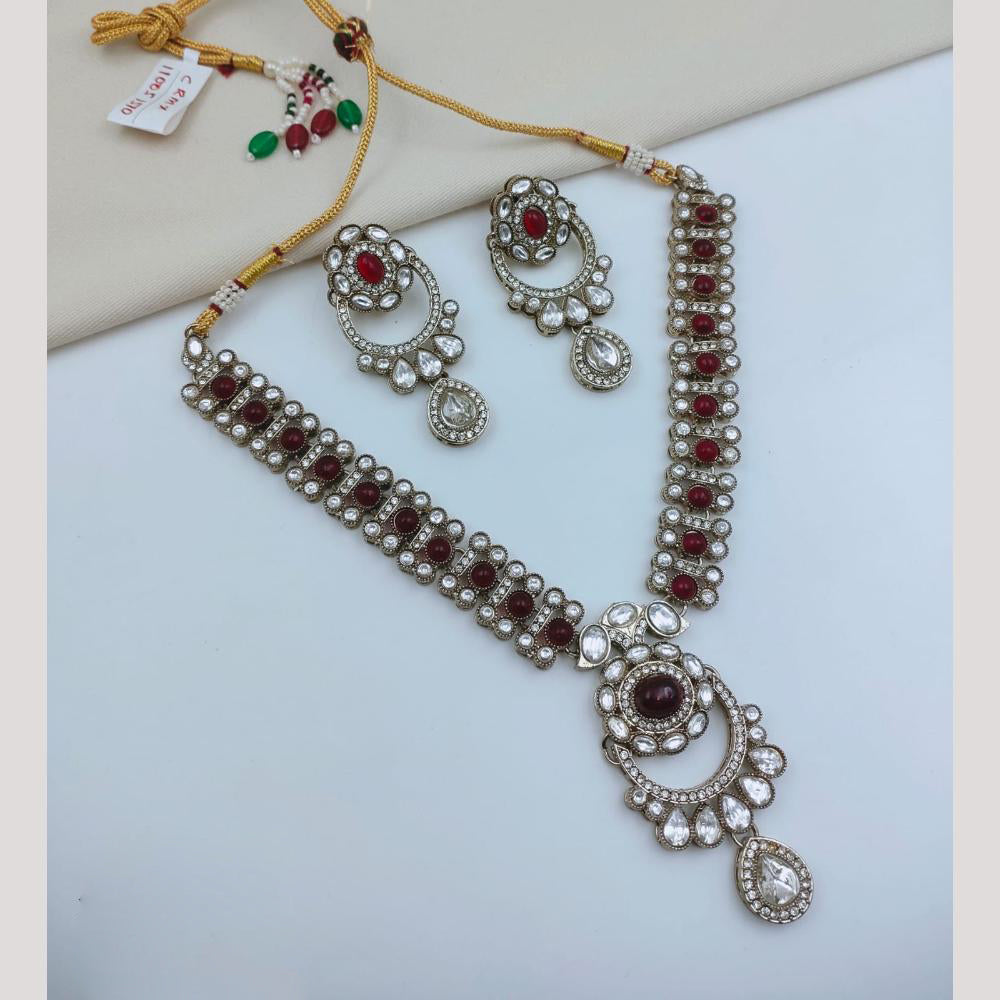 FS Collection Traditional Pota Stone Necklace Set for Women & Girls