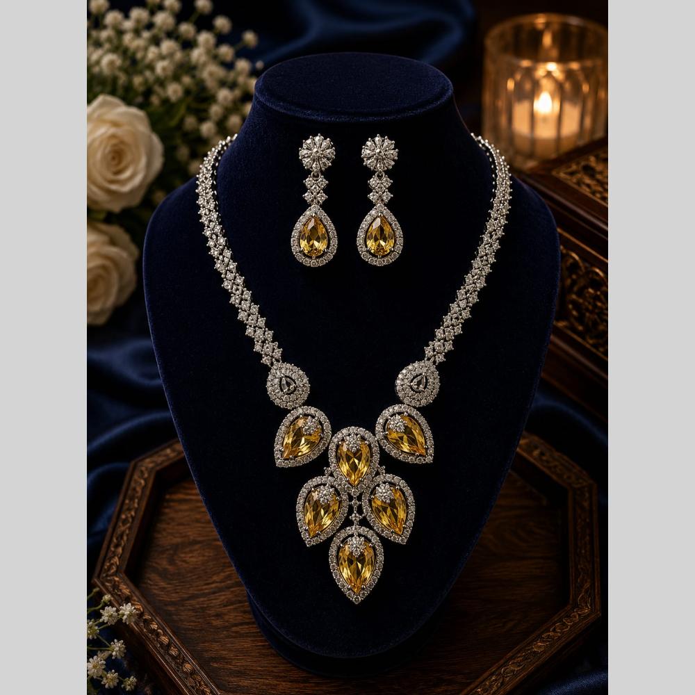 FS Collection Royal Look American Daimond And Austrian Stone Necklace Set