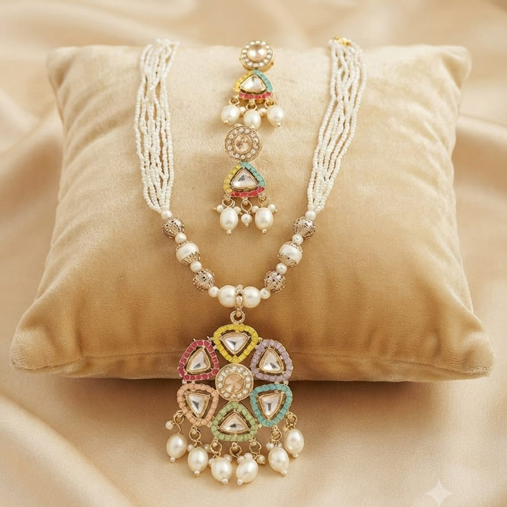FS Collection Elegant Pota Stone Pearl And Beads Necklace Set