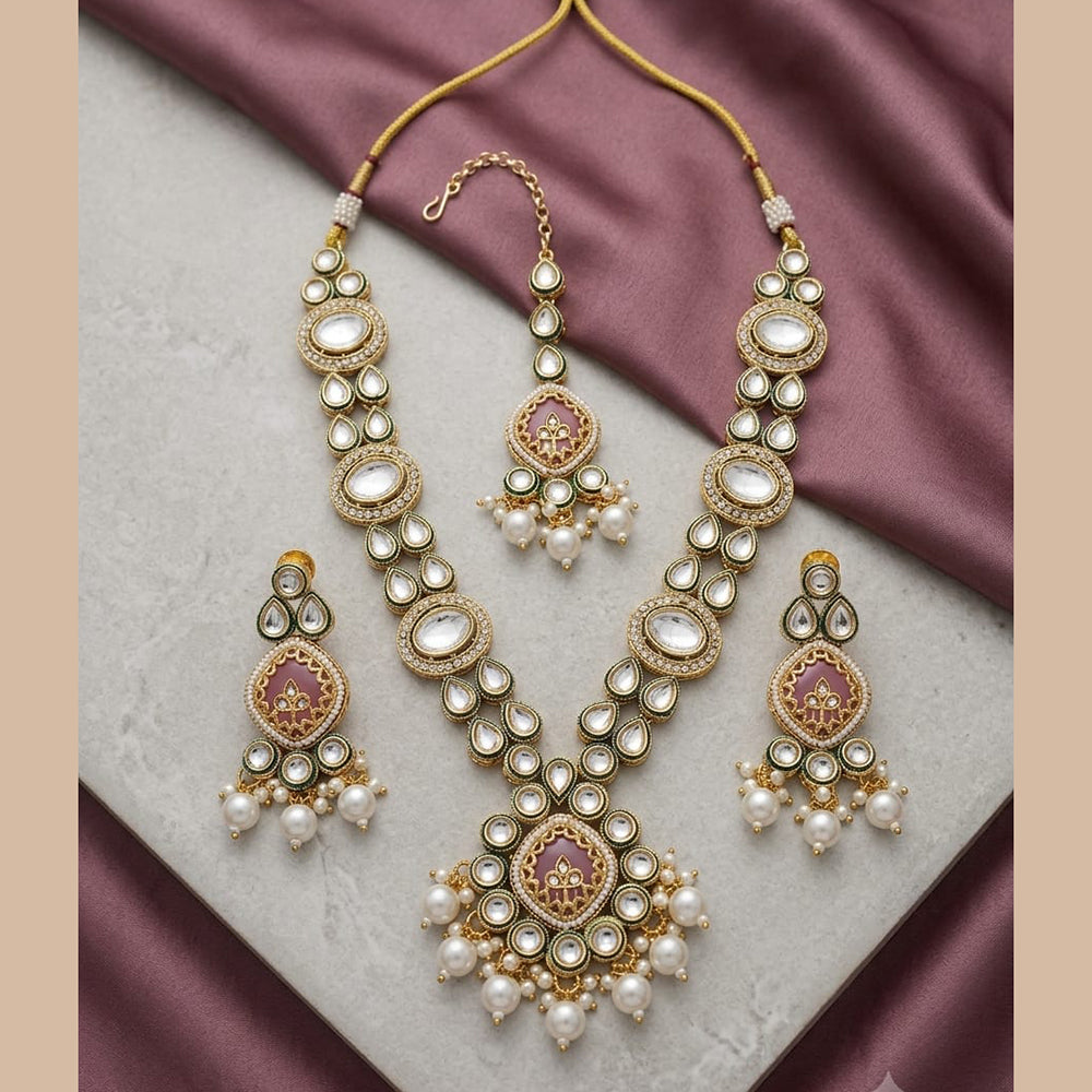 FS Collection Elegant Pota Stone Pearl And Beads Necklace Set