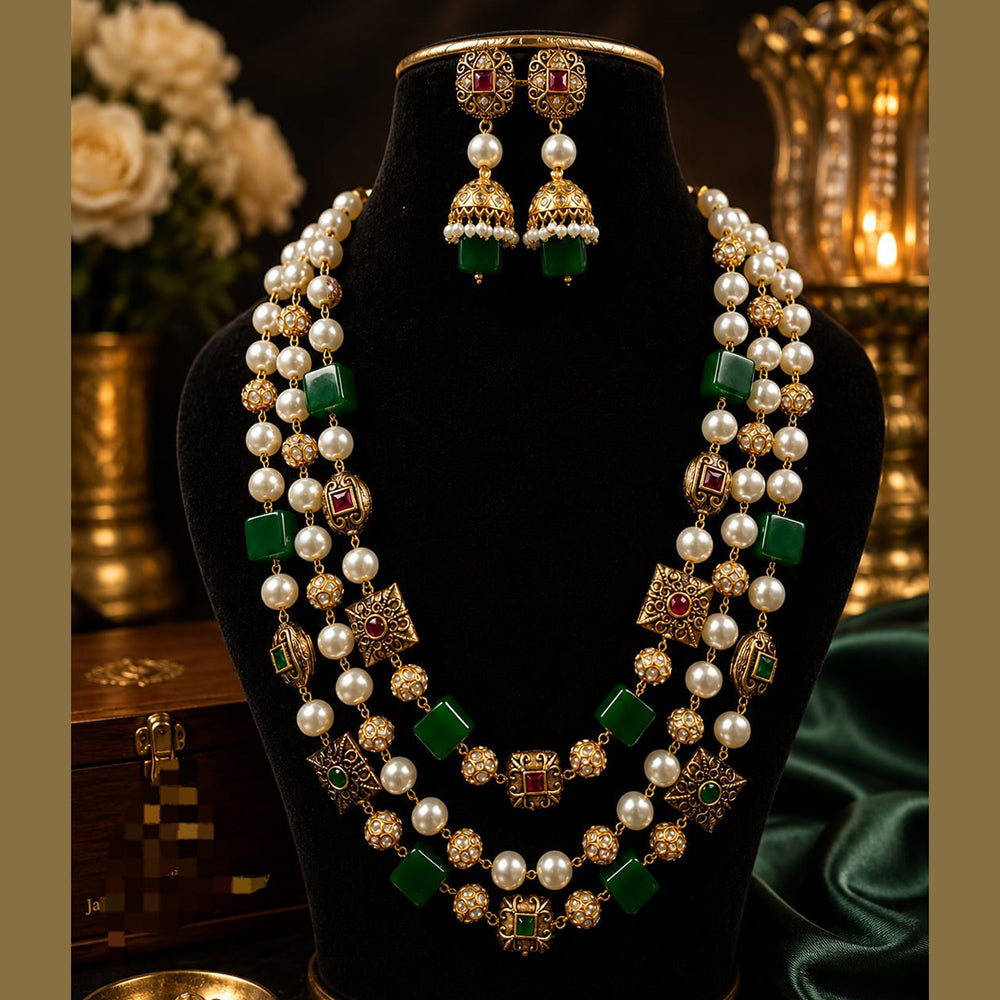 FS Collection Elegant Pota Stone And Beads Necklace Set