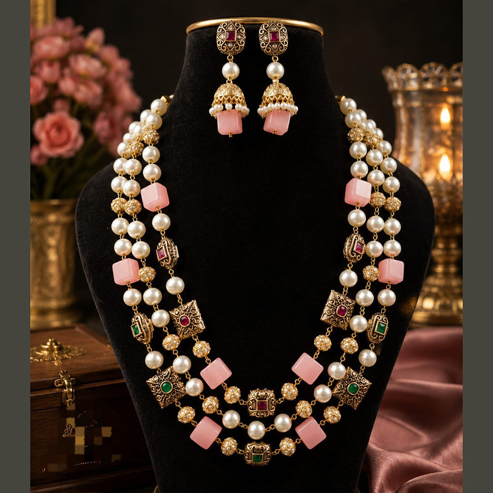 FS Collection Elegant Pota Stone And Beads Necklace Set