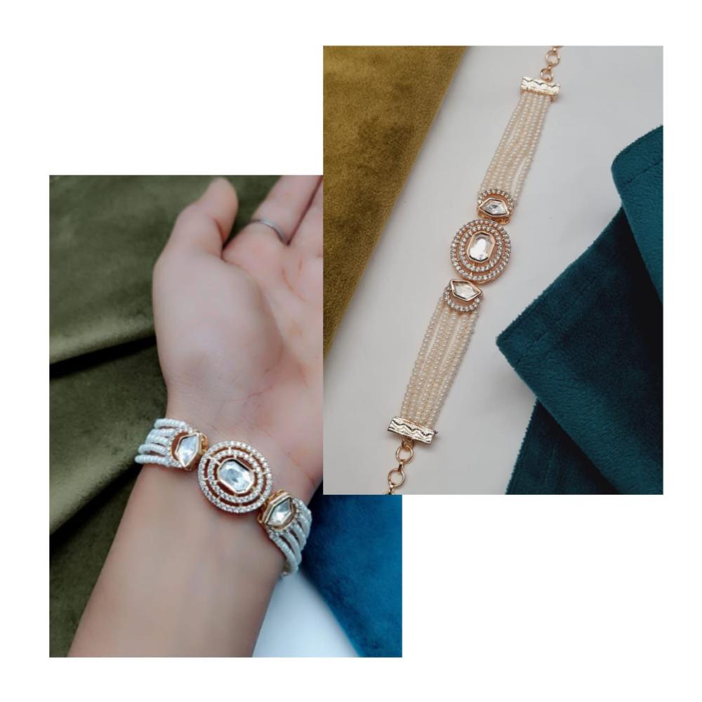 Vivha Creations Polki Kundan And Preal Bracelet