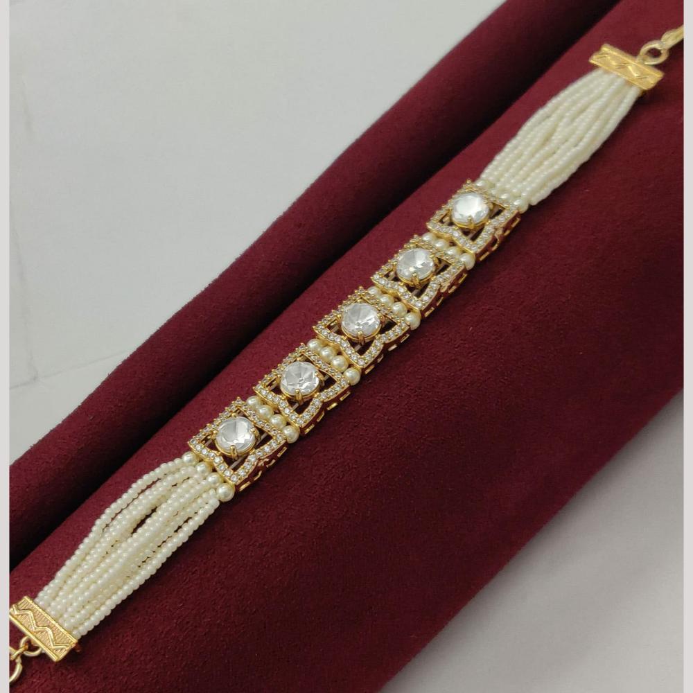 Vivha Creations Polki Kundan And Preal Bracelet