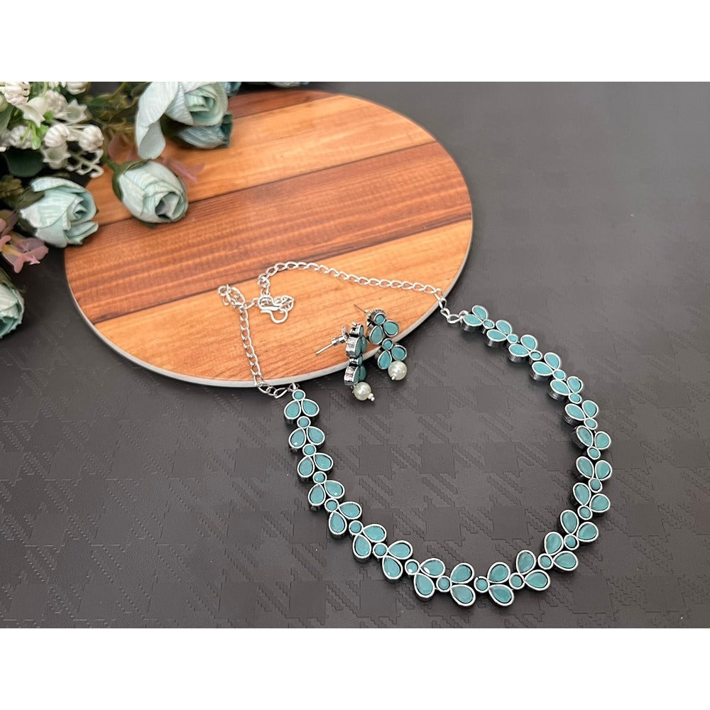 Akruti Collection Silver Plated Crystal Necklace Set