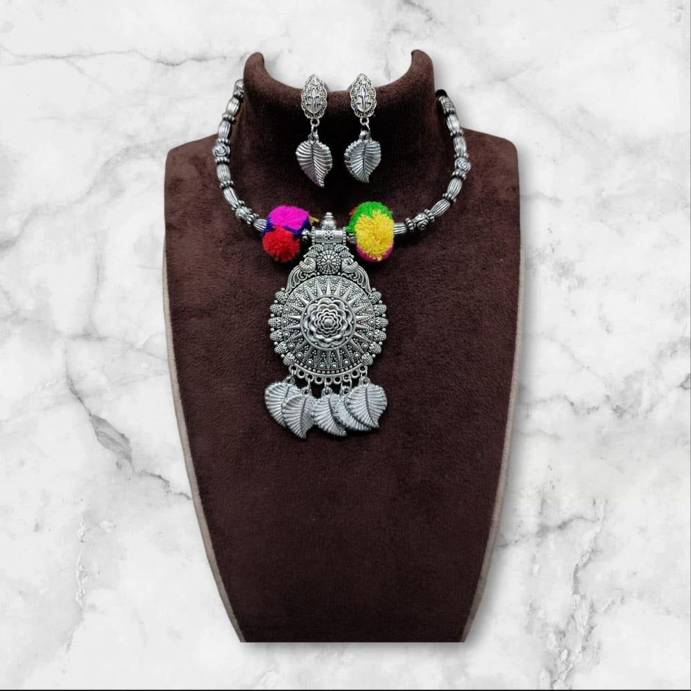 Akruti Collection Oxidised Plated Necklace Set