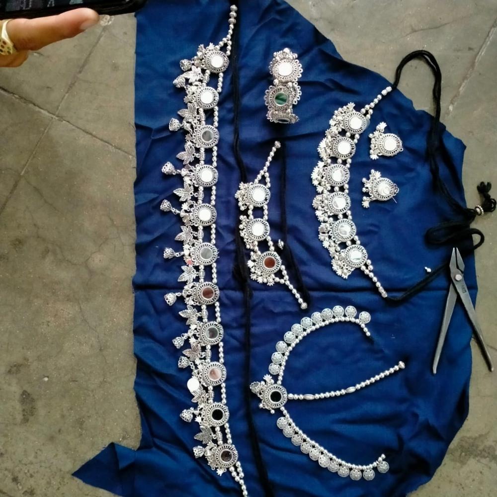 Akruti Collection Oxidised Plated Mirror Combo Set