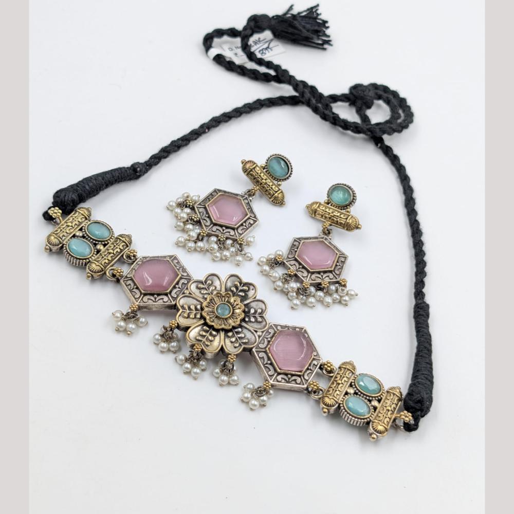 Akruti Collection 2 Tone Plated Choker Necklace Set